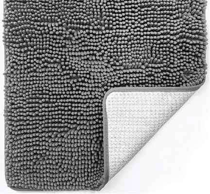 #8. Gorilla Grip 30 x 20 Extra Soft & Absorbent Luxury Chenille Bathroom Rug Mat (Grey)