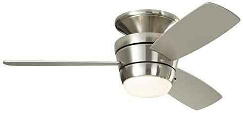 #7. HARBOR BREEZE 44'' 3 Blade Indoor Flush Mount Ceiling Fan w/Light (Brushed Nickel)