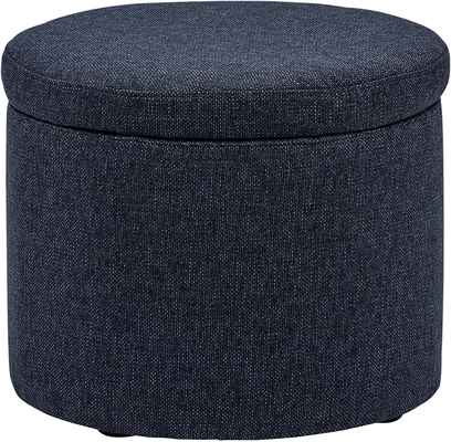 #1. Amazon Brand Rivet Denim 19.7'' W Lift Top Storage Modern Madison Round Tray Ottoman