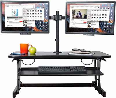 7. Rocelco 37-Inch Black R-DADRB-DM2 Height Adjustable Standing Desk Converter Bundle