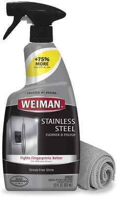 #8. Weiman 22 Oz Stainless Steel Cleaner & Polish with Microfiber Cloth for Cleaning Oven Grill