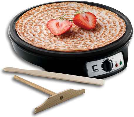 #6. Chefman Black 12'' Non-Stick Grill Pan Precise Temp Electric Crepe Maker Griddle for Pancakes