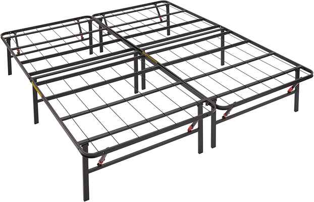 #1. Amazonbasics Queen No Box Spring Required 14'' Foldable Metal Platform Bed Frame