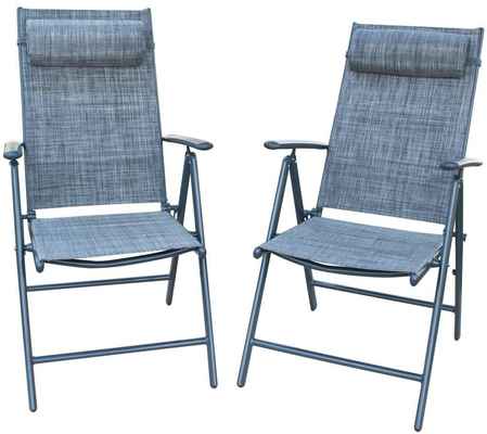 #1. PatioPost Set of 2 Outdoor Adjustable Folding Recliner Aluminum Patio Sling Chairs