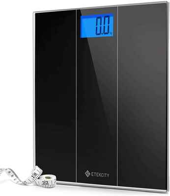 #5. Etekcity Stepon Digital Body Tape Measure Weight Bathroom Scale (Elegant Black)