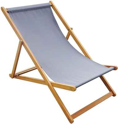 #7. Amayo Home Canvas Adjustable Solid Eucalyptus Wood Foldable Sling Chair Garden