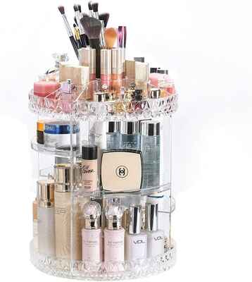 #8. DreamGenius 360-Degree Rotating Transparent Multi-Function Adjustable Makeup Organizer