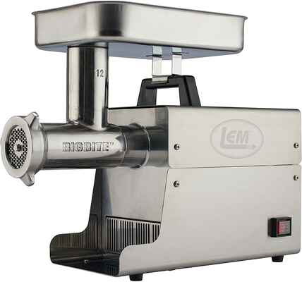 #1. LEM Modernized Brushed Stainless Steel 75HP Grinder Rifling Pattern Big Bite Electric Meat Grinder