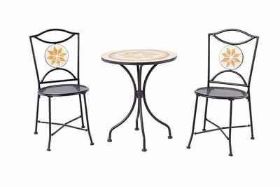 5. Backyard Ashland 3 Pcs Round Table & Mesh Chairs Compact Mosaic Outdoor Set