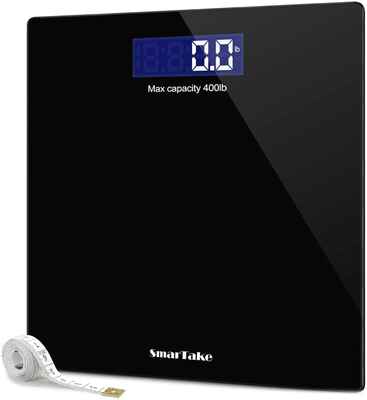 #8. SMARTAKE 400 Pounds Tempered SmartTake Precision Digital Bathroom Weighing Scale (Black)