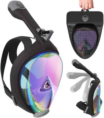 #8. ALEORON Men & Women Anti-Fog Foldable Full Face Snorkel Mask for Youth & Adults