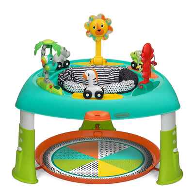 #5. Infantino 6 Engaging Toys 3-Adjustable Height 2-in-1 Spin & Stand Entertainer Baby Activity Table