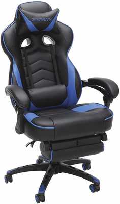 #4. RESPAWN RSP-110-BLU Racing Style Reclining Leather with Footrest Computer Gaming Chair (Blue)