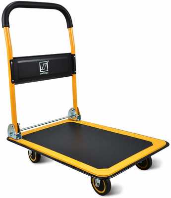 #8. Wellmax Push Cart 330lb Weight Capacity 360 Degree Swivel Wheels Folding Hand Truck (Yellow)