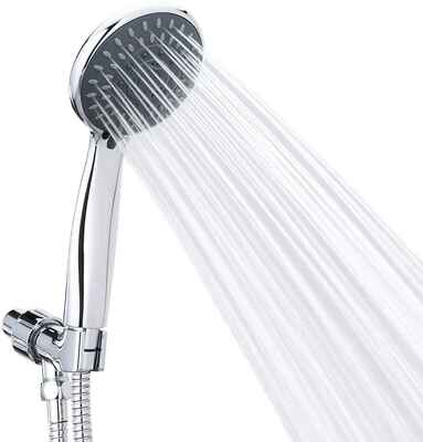 #9. Briout 5 Spray Setting High-Pressure Detachable Handheld Showerhead (Chrome Face)