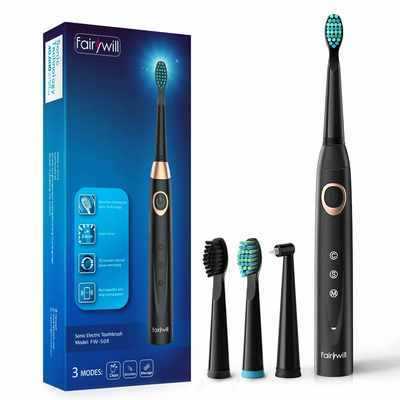 #2. Fairywill Sonic Rechargeable 4 Replacement Heads 2 Minutes Timer Electric Toothbrush