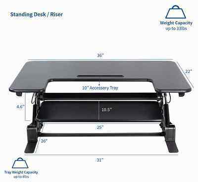 9. VIVO Black Desk VOOOV 36-Inch Dual Monitor Height Adjustable Stand Up Desk Converter