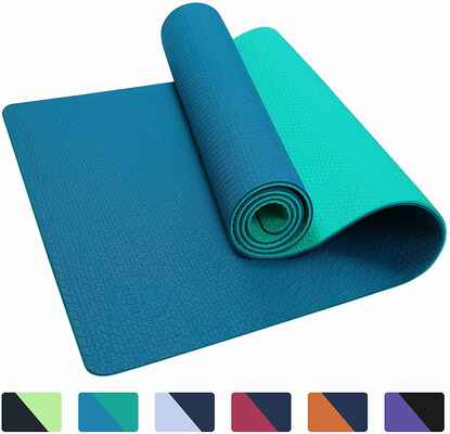 #4. IUGA Thick Eco-Friendly Non-Slip Textured Pilates & Fitness Yoga Workout Mat w/Carrying Strap