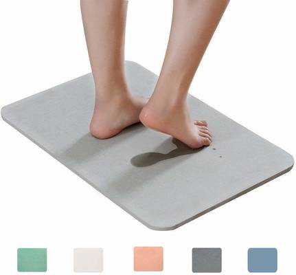 #3. Marbrasse Absorbent Japanese Design Non-Slip Self-Refreshing Hard Absorbent Bath Mat (Grey)