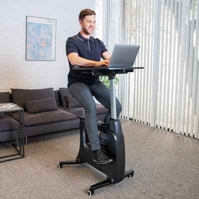 6. FLEXISPOT Adjustable Seat & Resistance Levels Desk Exercise Bike –W/ Desktop Black