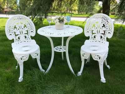 4. Venteriam 3 Pcs Cast Aluminum Bistro All-Weather Outdoor Patio Furniture Set (Ivory White)