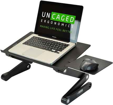 #4. UNCAGED ERGONOMICS Workez Adjustable Aluminum Laptop Cooling Lap Desk