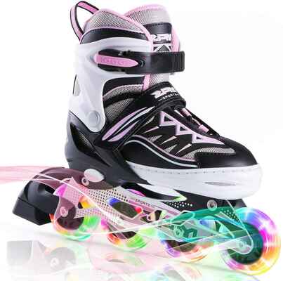 #5. 2PM SPORTS Fun Flashing Cytia Pink Adjustable Light up Inline Skates