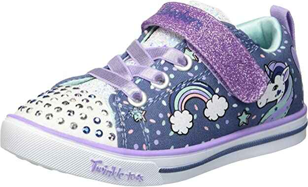 #5. Skechers Fabric & Synthetic Fun Unicorn & Rainbow Kid's Sparkle Lite Craze Sneaker