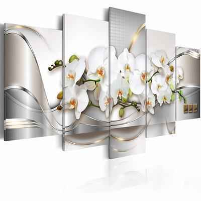 2. Everlands Art Extra-Huge Butterfly Orchid Flowers 5-Pcs Canvas Print Wall Art for Living