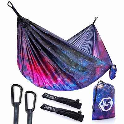 7. Foxelli Lightweight Portable Parachute Nylon Camping Hammock with Tree Ropes & Carabiners