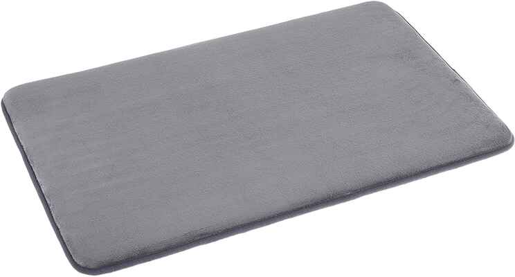 #10. AmazonBasics 18'' x 28'' Non-Slip Super-Absorbent Memory Foam Bath Mat (Grey)