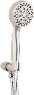 #5. AmazonBasics 5 Functions 2.5Gallons/Min Handheld Showerhead Set (Satin Nickel Finish)