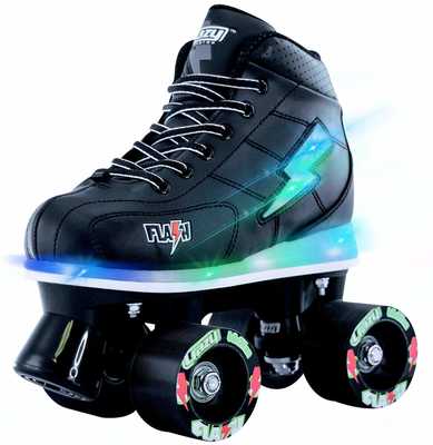 #6. Crazy Skates Ultra-Bright Lights & Flashing Lightning Bolt Roller Skates for Boys (Black Patines)