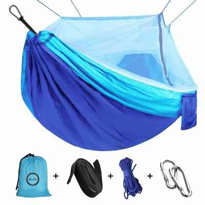 9. ERUW Portable Parachute Nylon Fabric Camping Hammock with Mosquito Net (110''L X59''W)