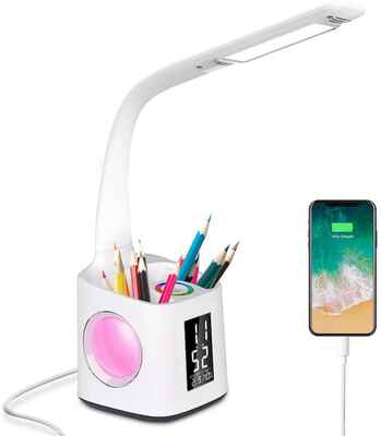 #9. Donewin 10W Colorful Night Light Eye-Caring LED Desk Lamp w/USB Charging Port