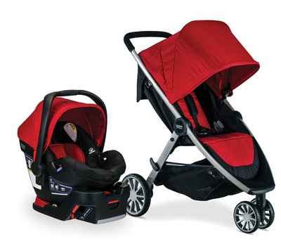 3. BRITAX B-Lively Birth to 55 Lbs. B-Safe Car Seat Cardinal Baby Travel Stroller