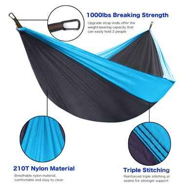 10. Unigear Portable Lightweight Double & Single Parachute Nylon Camping Hammock with Tree Straps