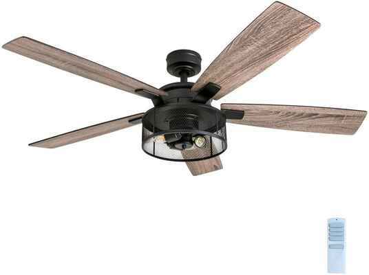 #5. Honeywell 52'' 50614-01 Rustic Barnwood Blades Indoor Ceiling Fan (Matte Black)