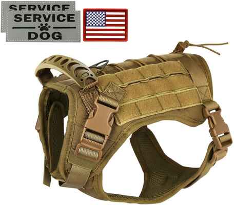 #5. Hanshengday Water-Resistant Comfortable Outdoor Tactical Service Dog Vest Harness w/Handle