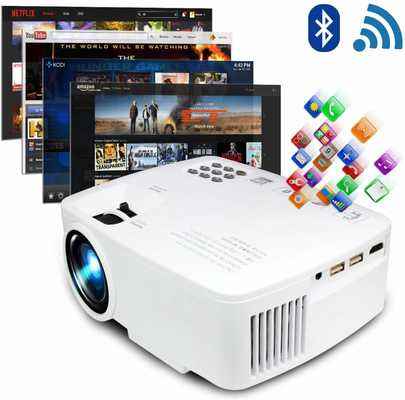 #9. ERISAN LED Android Wi-Fi Bluetooth 220 ANSI Lumen 1080p HD Projector Video Home TV Theater