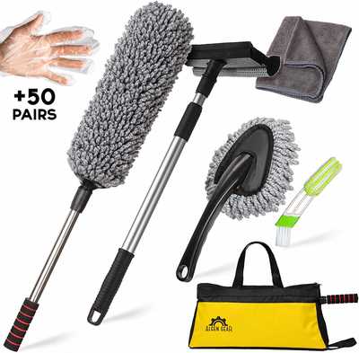 #8. Algen Gear 7-Pcs Multi-Purpose Professional Car Duster Kit with Bag Cleaning Tools
