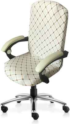 #7. Mocaa M006 High Back Office Computer Stretchable Large Chair Covers (White Square)