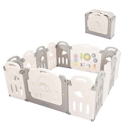 #5. Fortella 14-Panel Indoor Outdoor Cloud Castle Foldable Baby Safety Yard w/Whiteboard