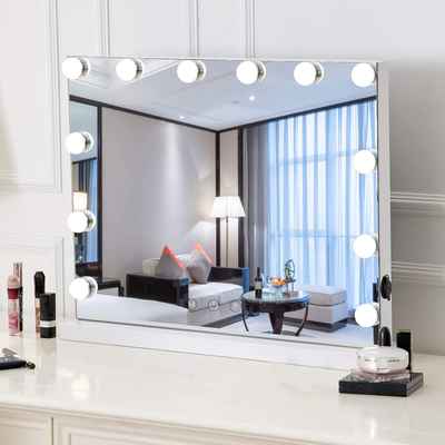 #6. HOMPEN White Lighted Makeup Mirror Vanity Mirror w/LED Dimmable Bulbs