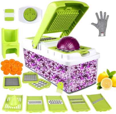 #8. ONSON 10-in-1 Veggie Slicer Manual Mandoline Vegetable Chopper Cutter Onion Slicer Dicer