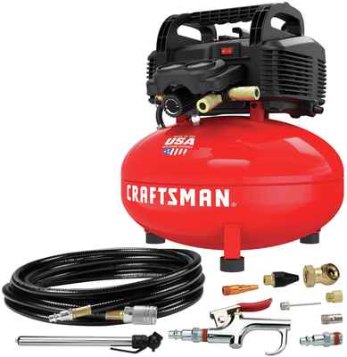 #1. CRAFTSMAN 6 Gallon Pancake Oil-Free CMEC6150K W/13 Pcs Accessory Kit Air Compressor