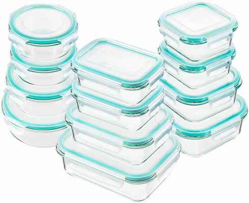 #1. BAYCO Airtight Glass Bento Boxes 24-Pcs BPA-Free & FDA-Approved Food Storage Containers