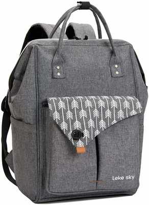 #9. Lekesky 15.6'' Stylish Water-Repellent Travel College Backpack for Men & Women (Grey)