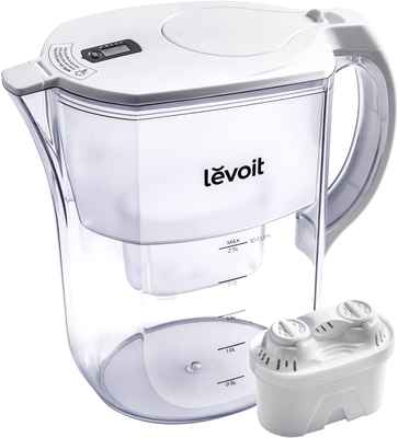 #6. LEVOIT LV110WP 10 Cup Large BPA-Free Large Water Purifier w/Electronic Indicator (White)