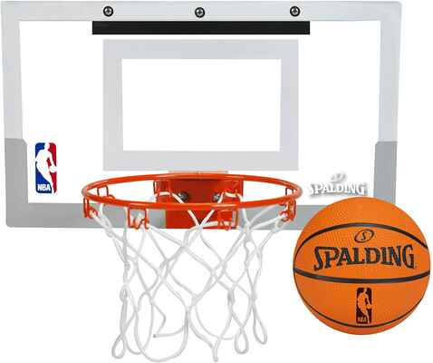 #5. Spalding 56099 9’’ Steel Breakaway Rim Padded Board Over-The-Door Indoor Basketball Hoop